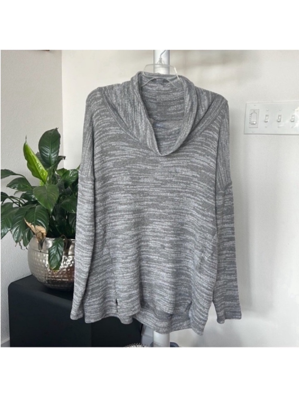 Aerie Knit Tunic pullover sweater Sz L Cowl Lightweight Soft Cozy